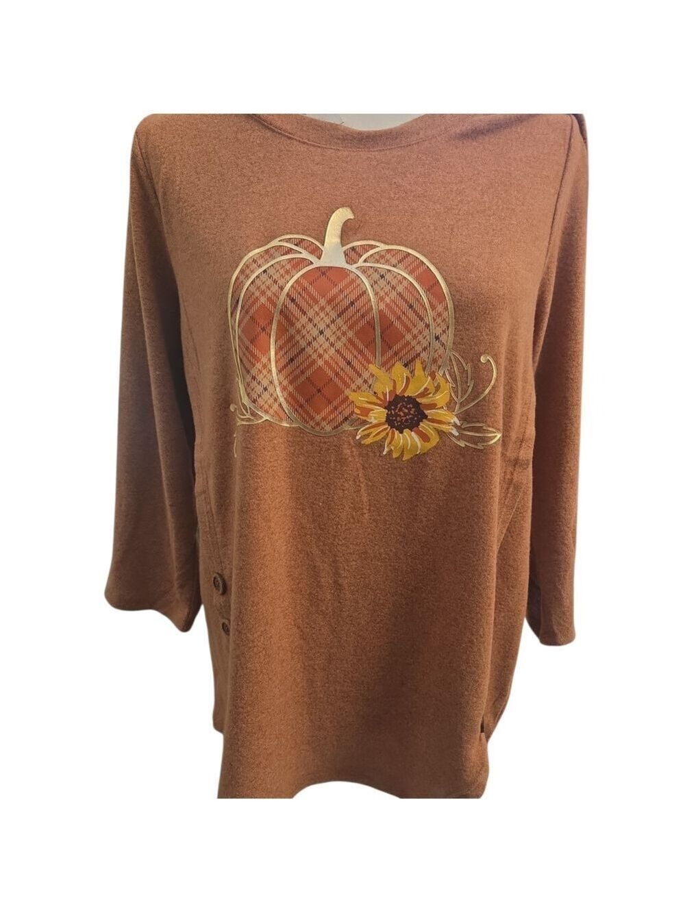 NwT New Pumpkin Print Brown Tunic Top - Picture 2 of 12